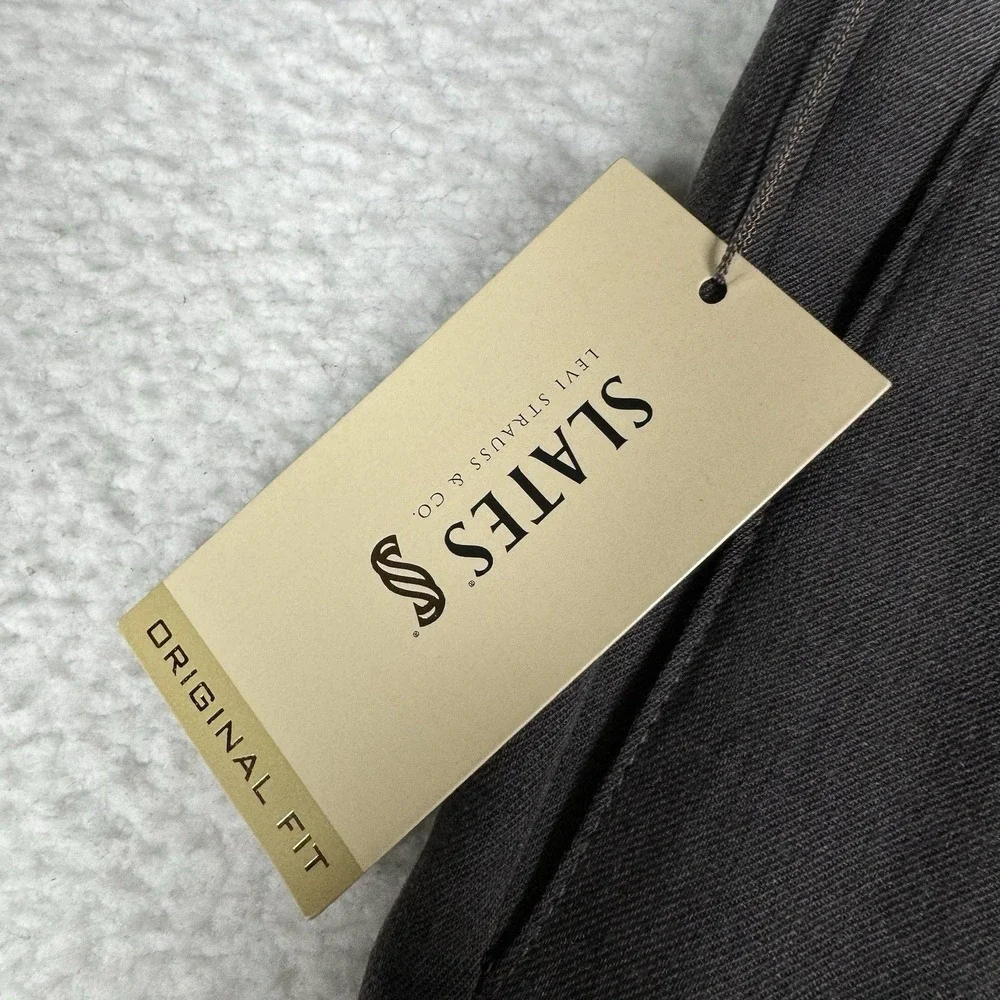 NEW LEVI'S SLATES Original Fit Pleated Cuffed Trouser Pants Gray Wool - 34x29